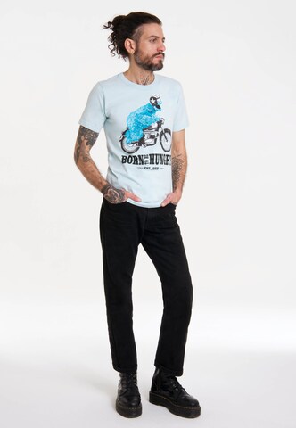 LOGOSHIRT T-Shirt 'Sesamstrasse - Krümelmonster Motorrad' in Blau