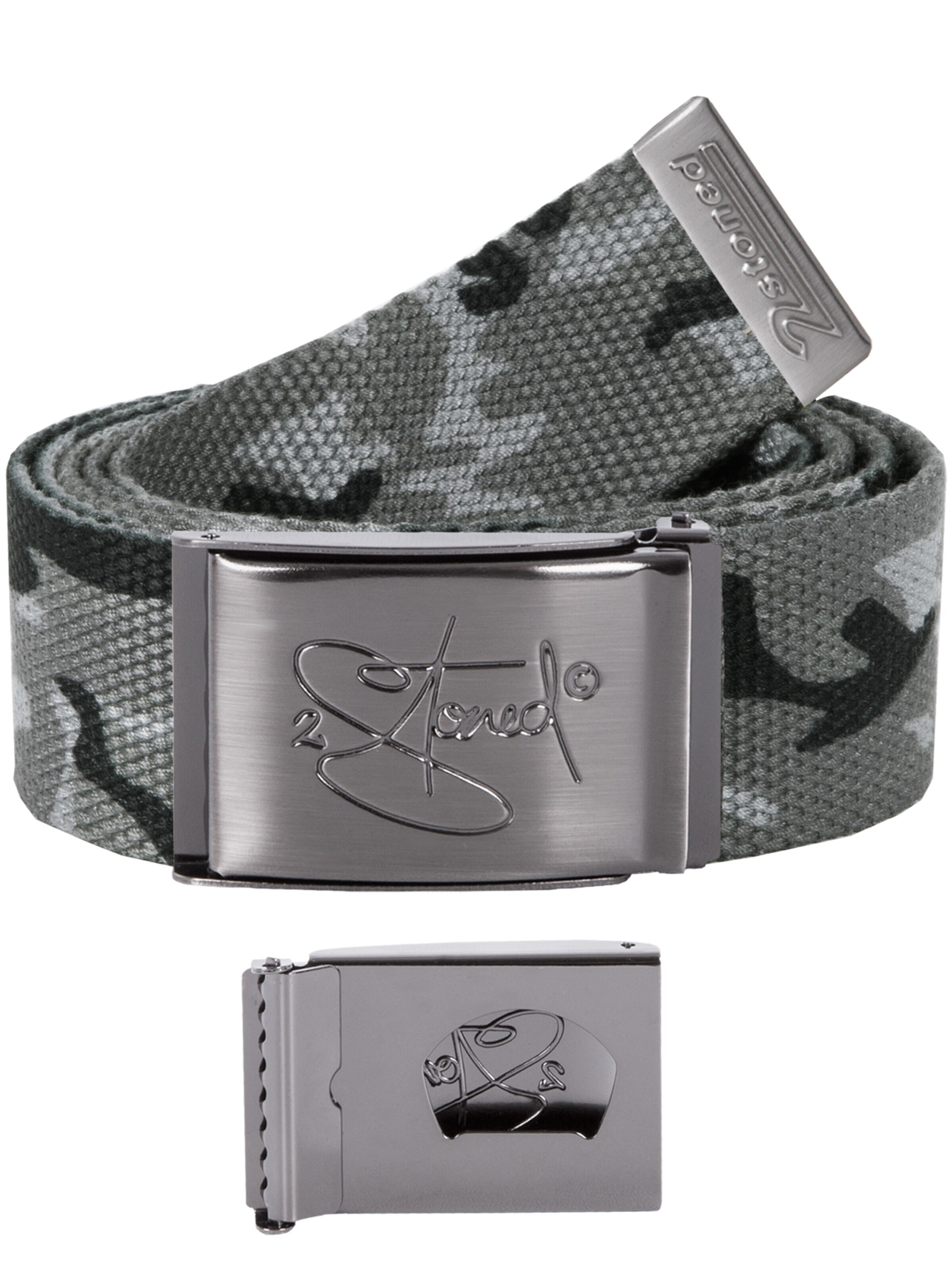 2Stoned Belt 'Classic Matt Bottle-Opener' in Grey: front