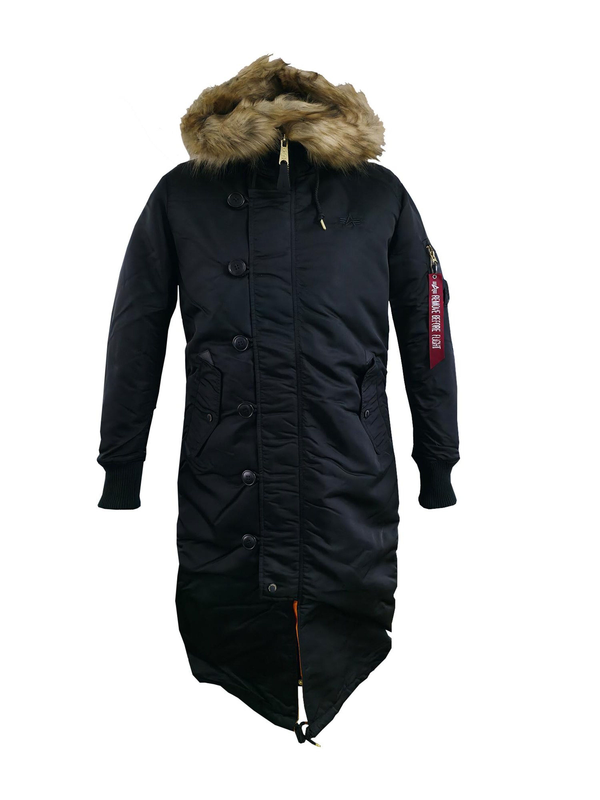 ALPHA INDUSTRIES Winter Jacket 'Long Fishtail' in Black: front