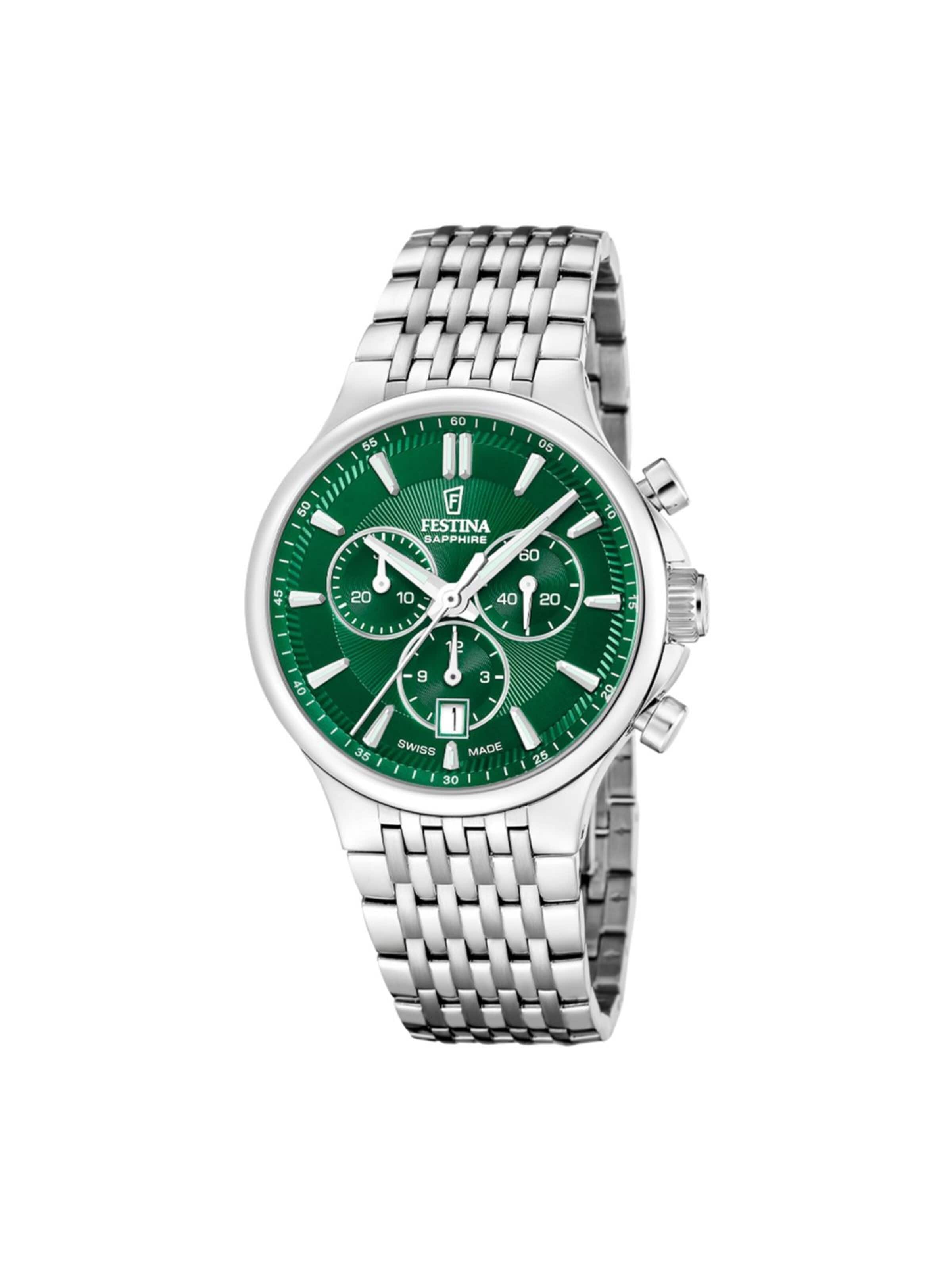Montre à affichage analogique 'Chronograph Chrono Swiss Made' FESTINA en vert : devant