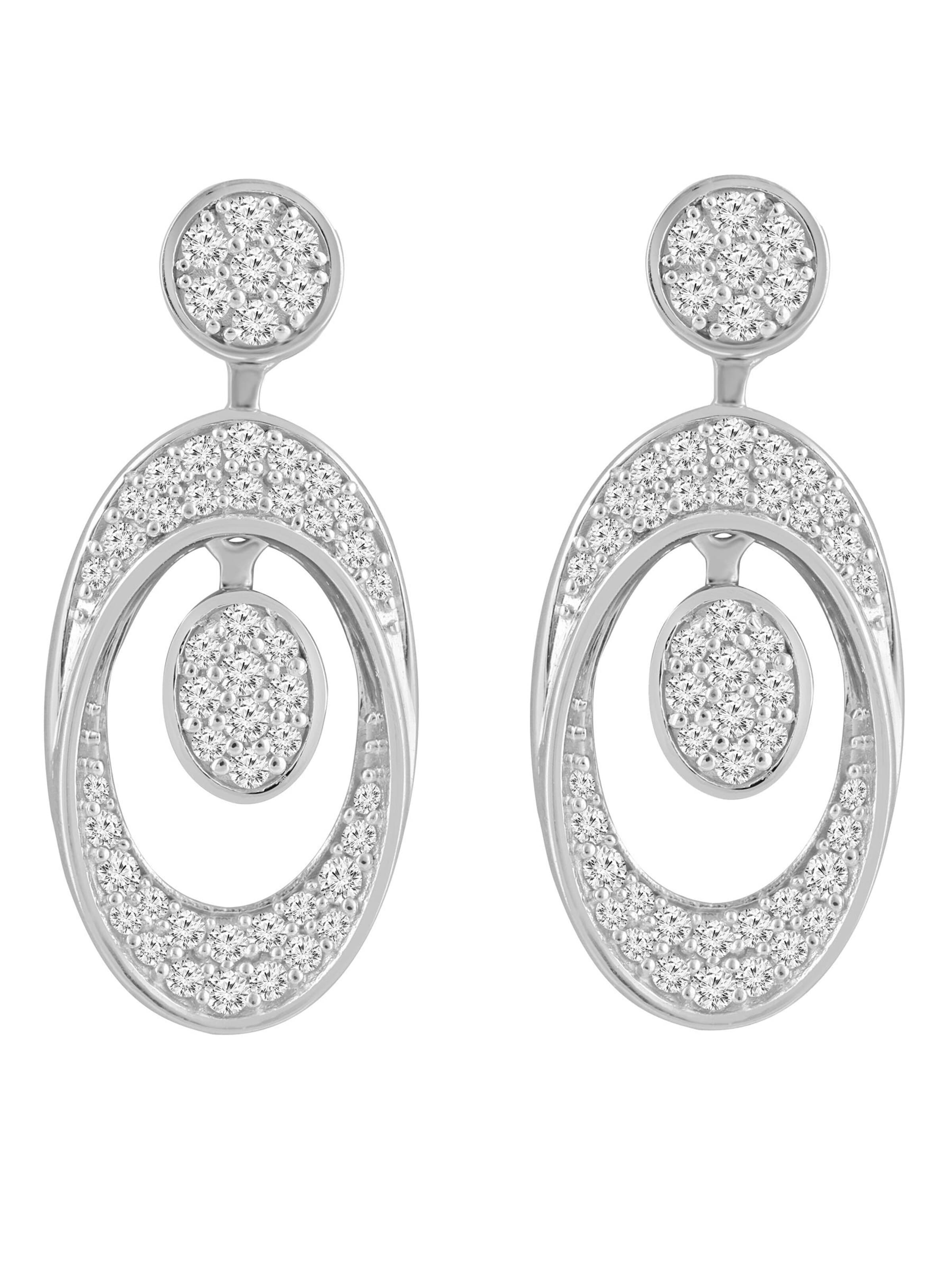 Diamant Exquis Earrings 'Ohrringe aus 585 Weißgold mit Diamant' in Silver: front
