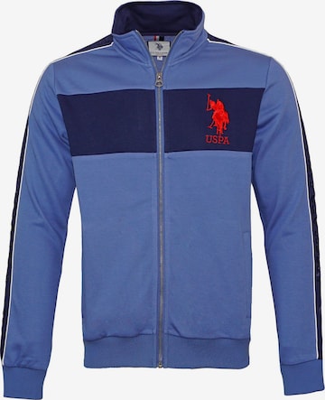 U.S. POLO ASSN. Zip-Up Hoodie 'Nels' in Blue: front