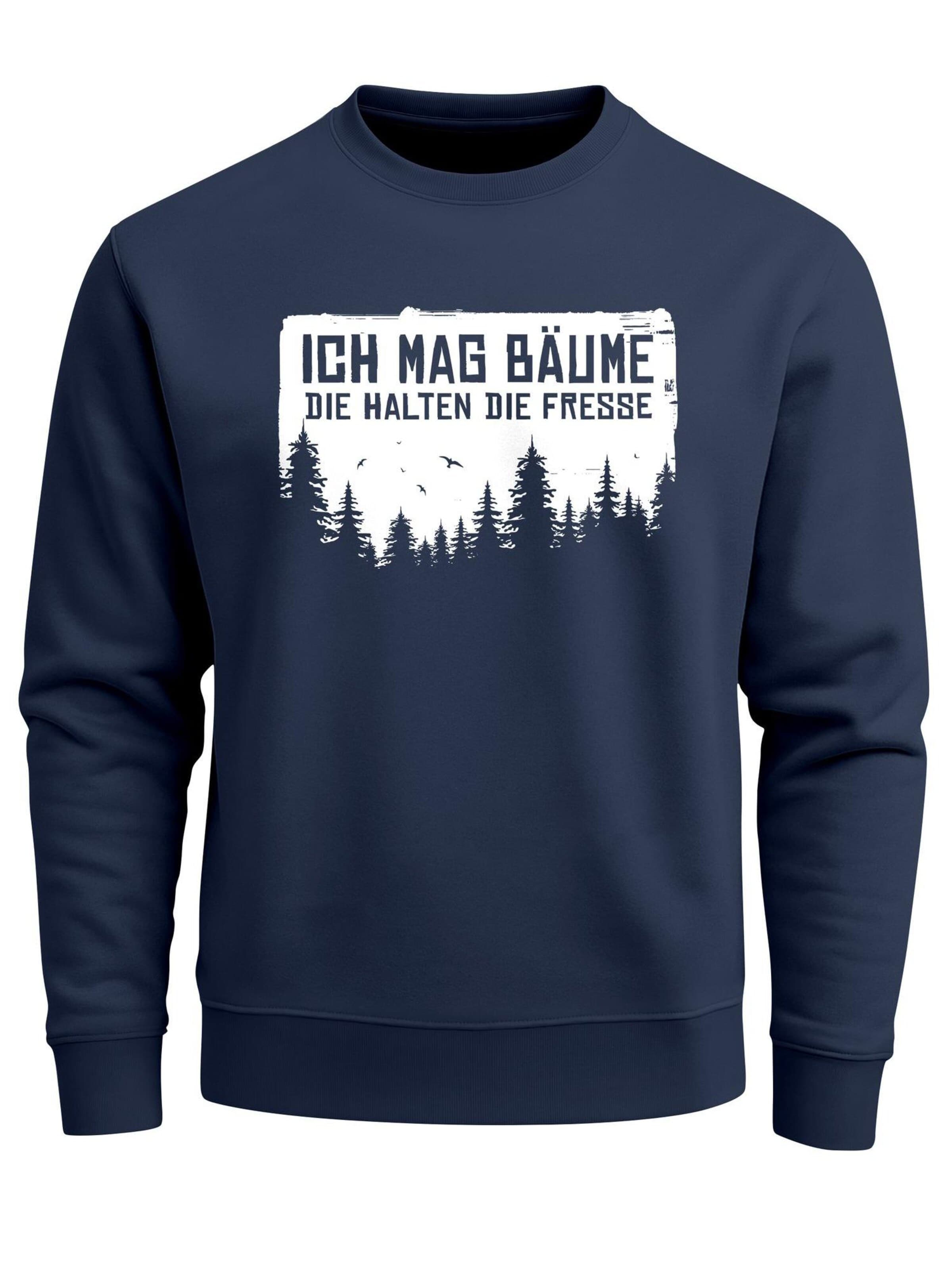 Neverless Sweatshirt 'Ich mag Bäume' in Blue: front