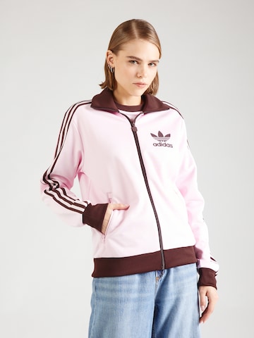 ADIDAS ORIGINALS Zip-Up Hoodie 'BECKENBAUER TT' in Pink: front