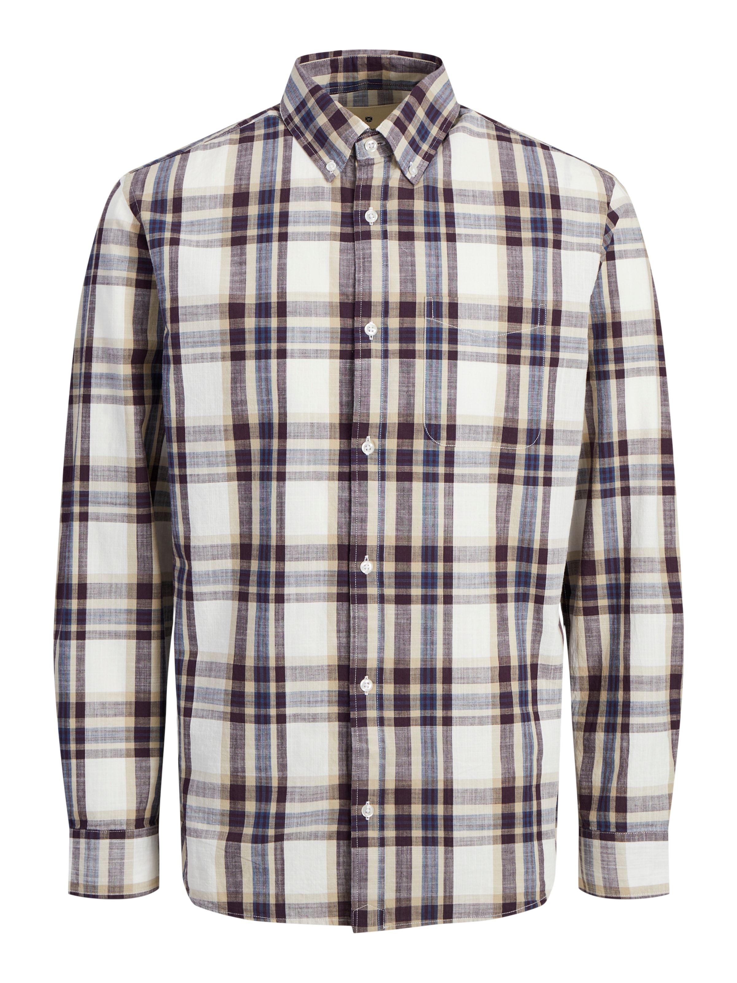 JACK & JONES Comfort fit Button Up Shirt 'Blubrook' in Brown: front