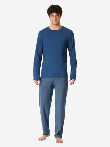 SCHIESSER Pyjama lang 'Casual Essentials' in Blauw: voorkant