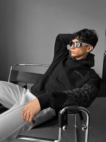Felpa 'Oversize Carpet Pattern Hoodie - Black and Anthracite' di Kleidermafia in nero