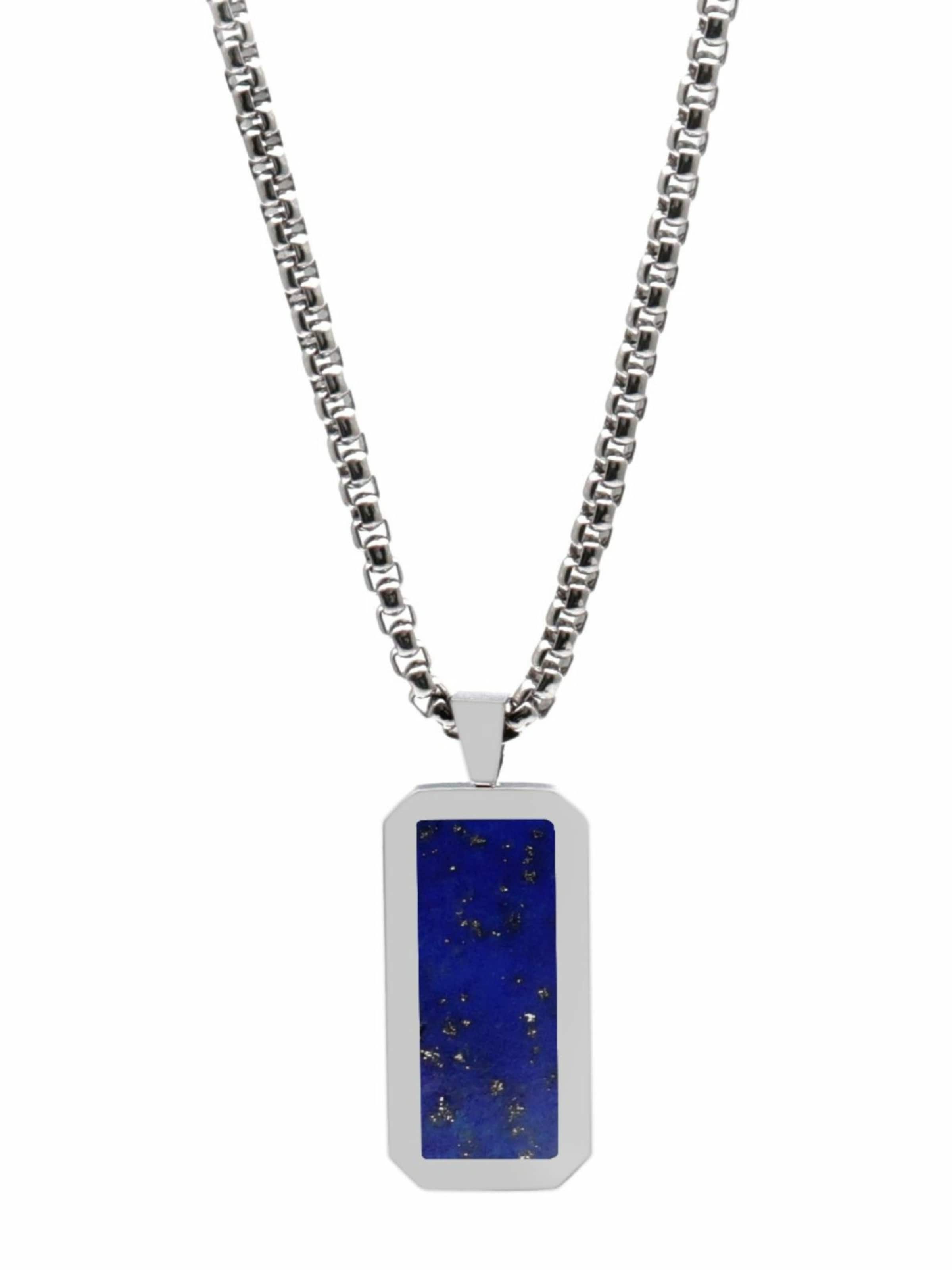 Chaîne 'Rectangle Pendant' GT Collection en bleu : devant