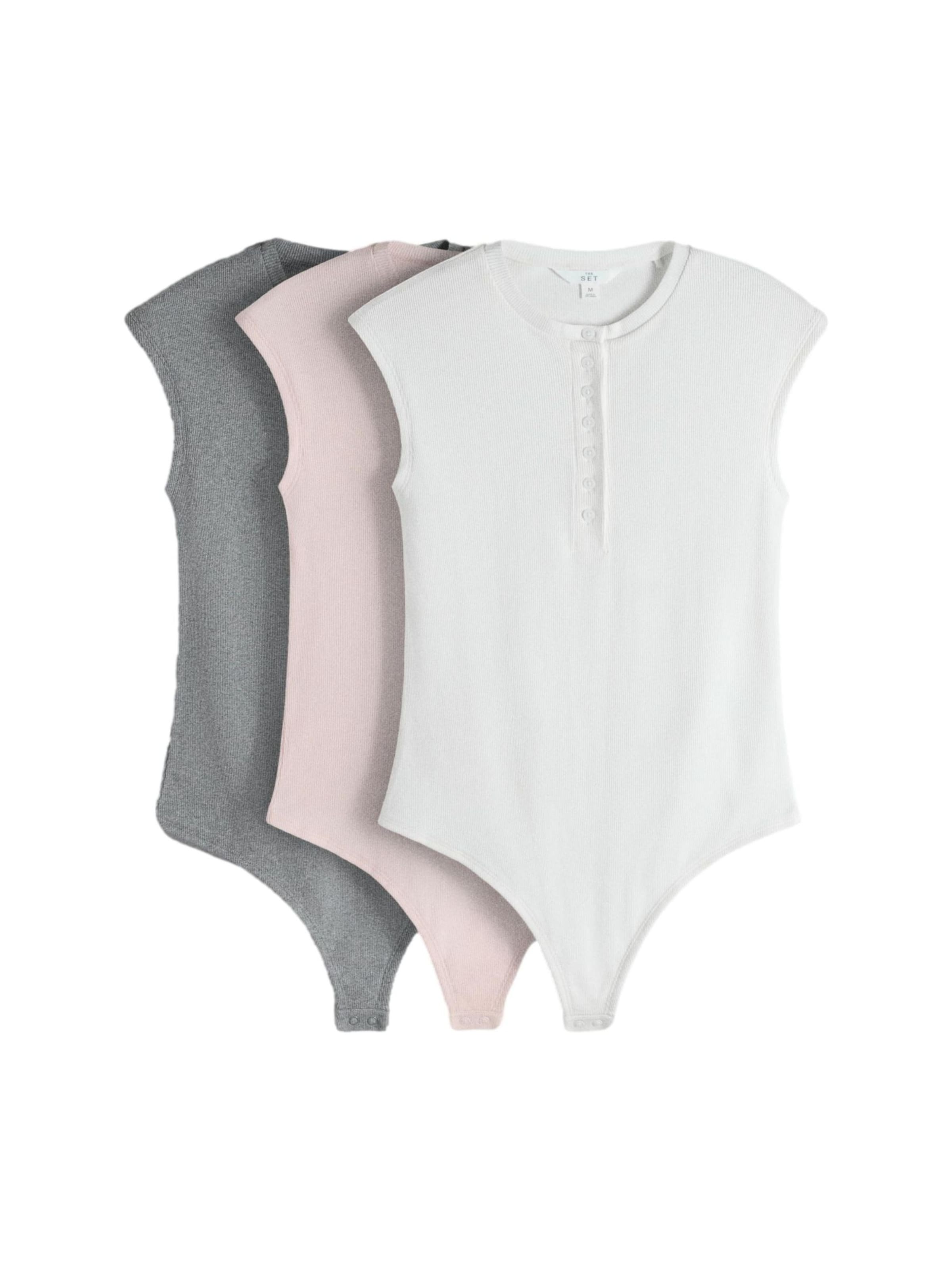 The Set Shirt body in Grijs: voorkant