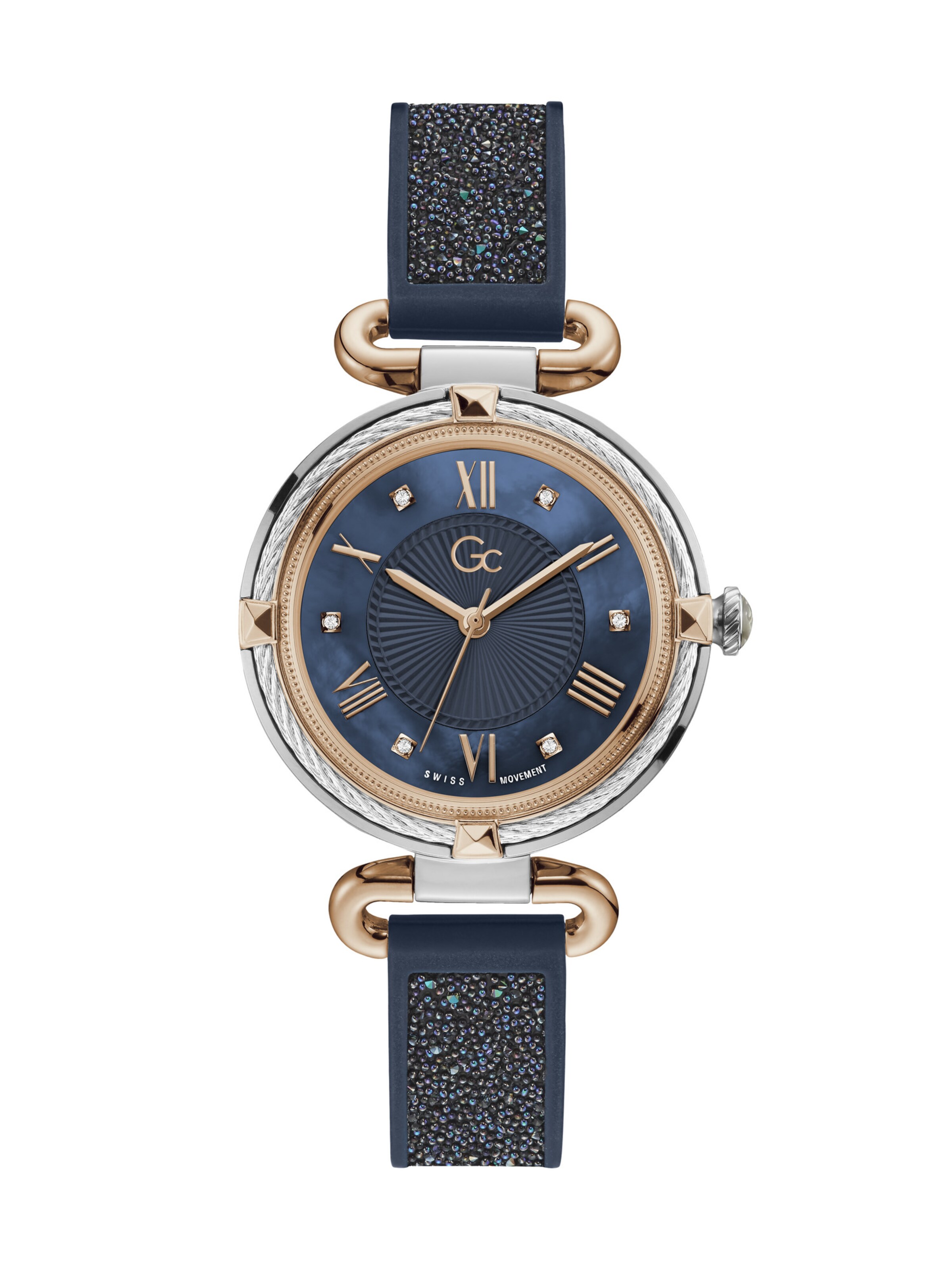 Montre à affichage analogique 'CableChic' Gc en bleu : devant