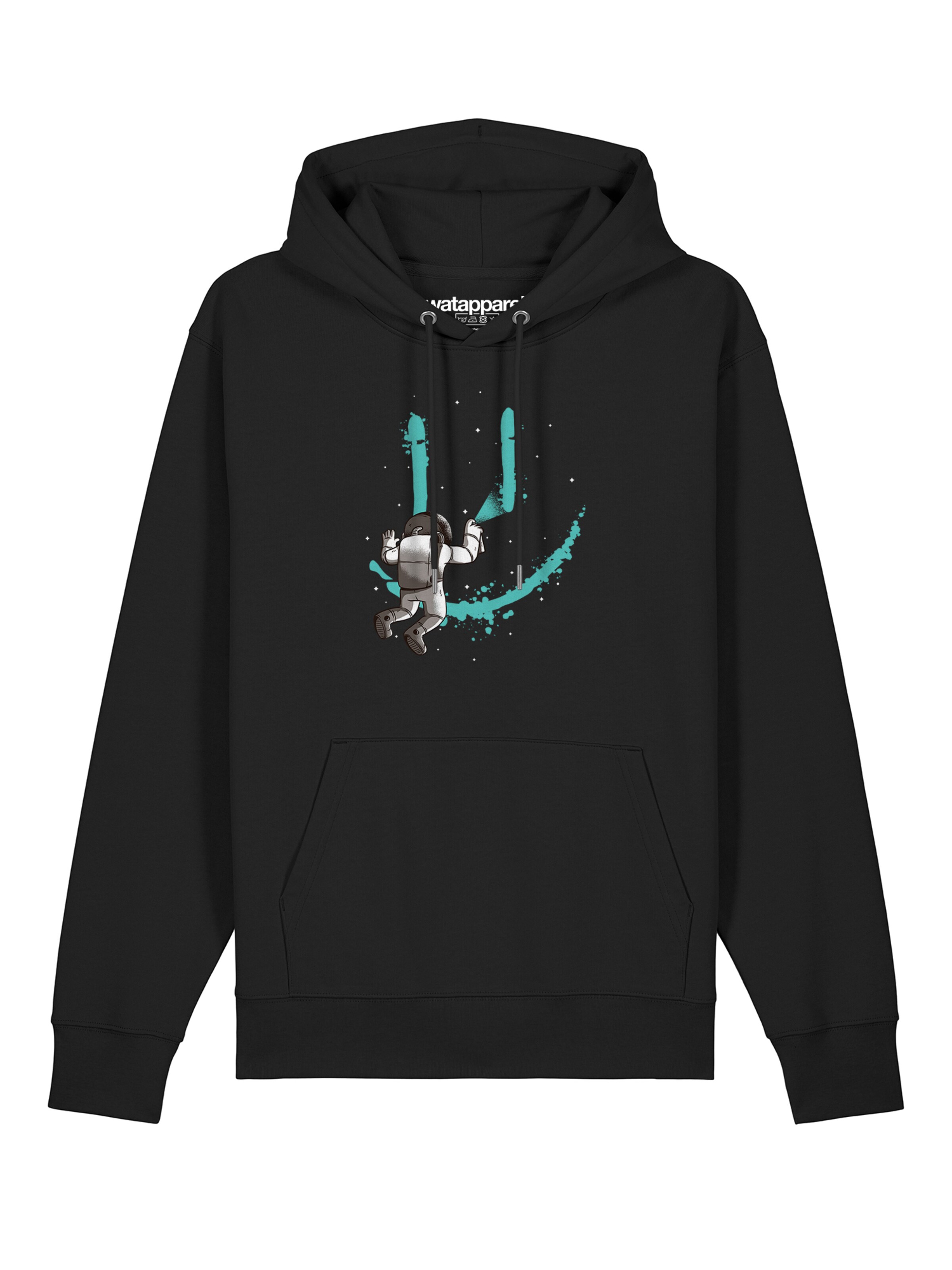 Watapparel Sweatshirt ' Graffiti Astronaut ' in Zwart: voorkant