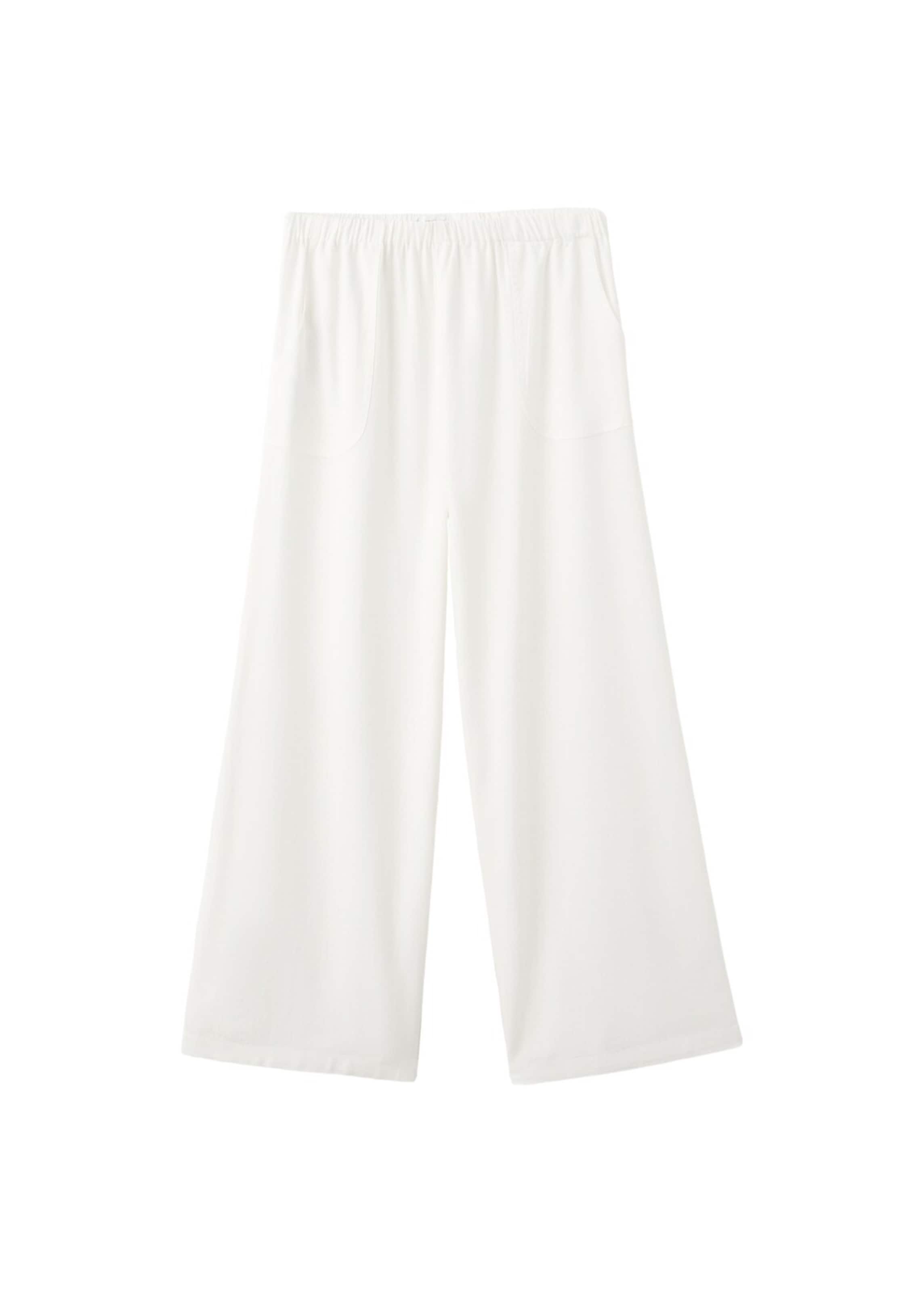 MANGO TEEN Wide leg Pants 'Basicro' in White: front
