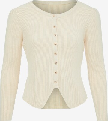 VERNOLE Knit Cardigan in Beige: front