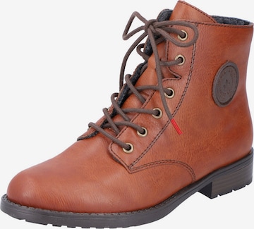 Rieker Lace-Up Ankle Boots in Orange: front
