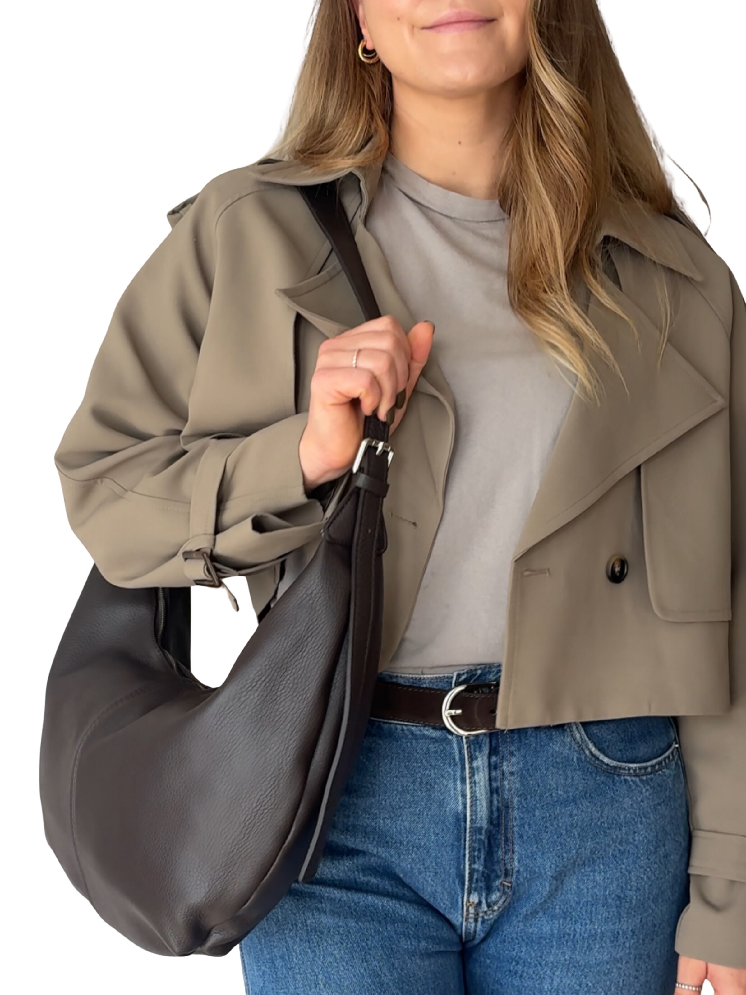 Borsa a spalla 'MONA' di lePelou in marrone: frontale