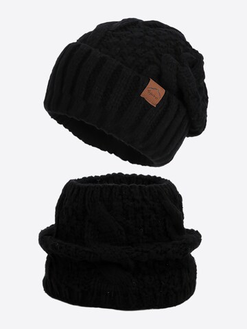 Magicshe Hat 'Gefüttertes Beanie und Schal-Set' in Black