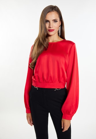 Camicia da donna di faina in rosso: frontale