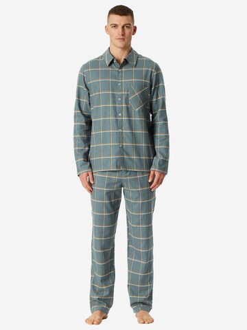 SCHIESSER - Pijama largo 'Selected Premium Warming' en verde: frente