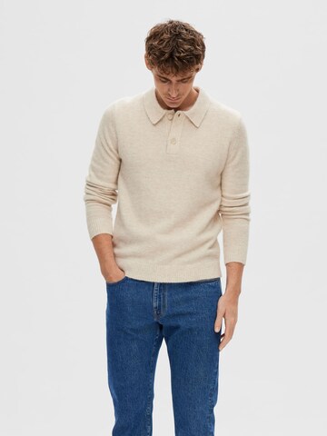 SELECTED HOMME Sweater 'Rai' in Beige: front
