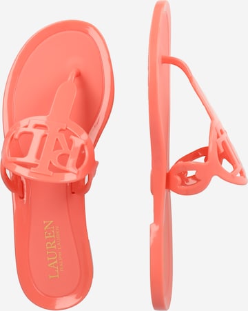 Lauren Ralph Lauren T-Bar Sandals 'AUDRIE' in Orange