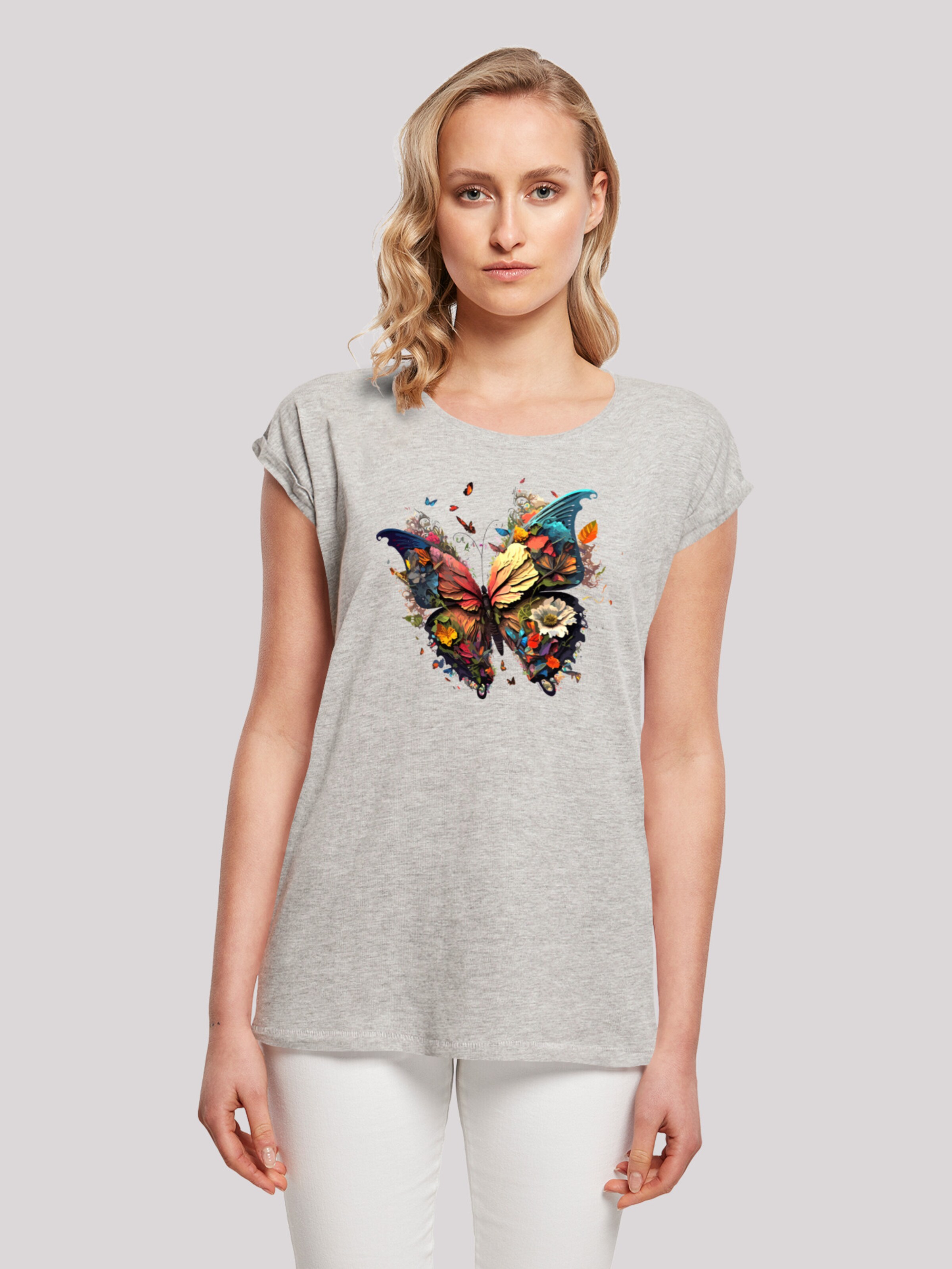 F4NT4STIC Shirt 'Schmetterling' in Grey | ABOUT YOU