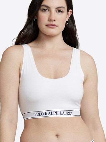 Polo Ralph Lauren Bralette Bra ' Polo Essentials ' in White: front