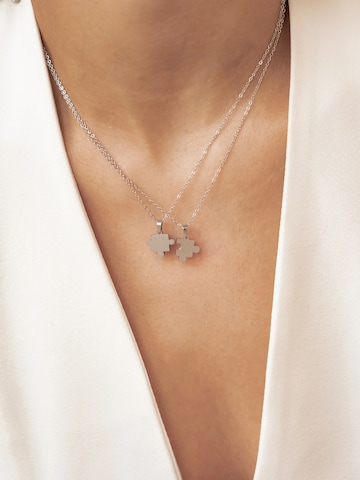 Hey Happiness Ketting 'Twin Puzzle' in Zilver: voorkant