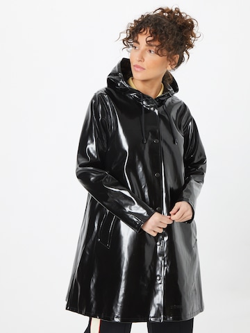 Stutterheim Between-Seasons Coat in Black: front