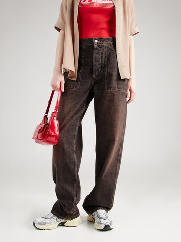 Wide Leg Jean 'Gold Rush' TOPSHOP en marron : devant