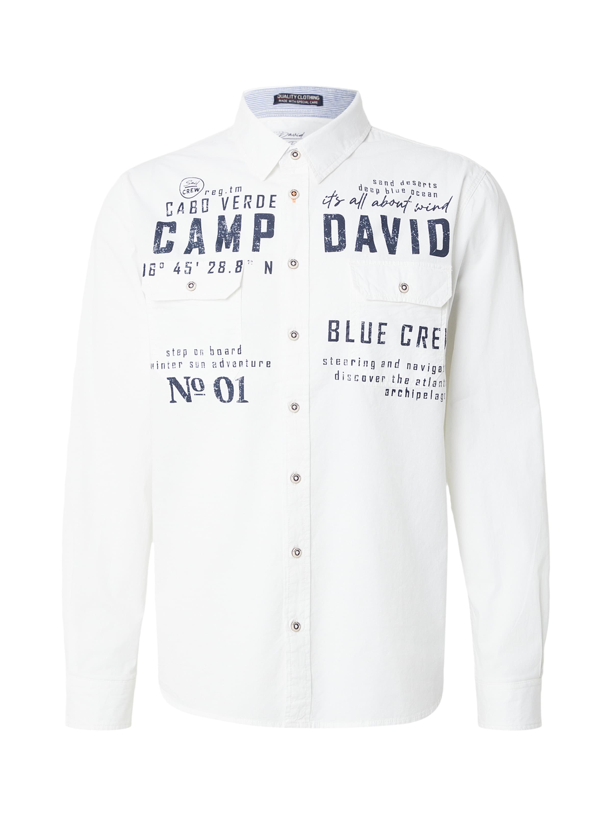 CAMP DAVID Regular fit Button Up Shirt in White: front