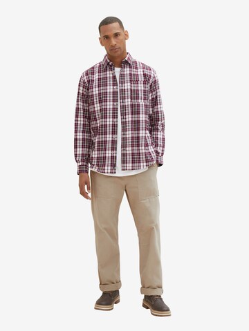 TOM TAILOR Regular fit Button Up Shirt in Red