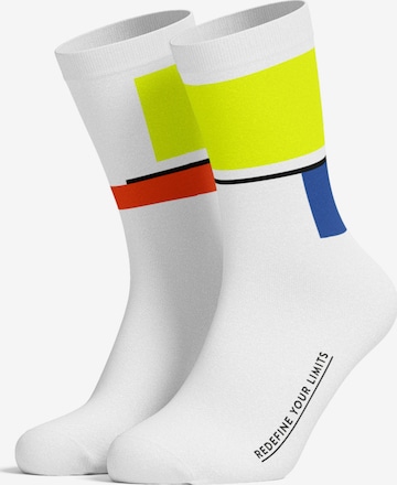 Chaussettes de sport 'Mondrian Rennrad' PIPPO Amsterdam en blanc : devant