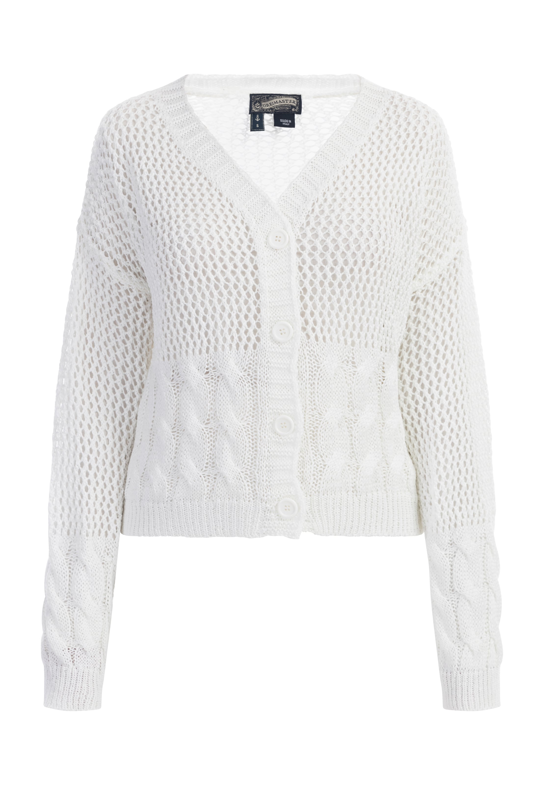 DreiMaster Vintage Πλεκτή ζακέτα σε λευκό: μπροστά