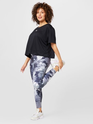 ADIDAS PERFORMANCE Skinny Sporthose 'Essentials Printed High-Waisted ' in Grau