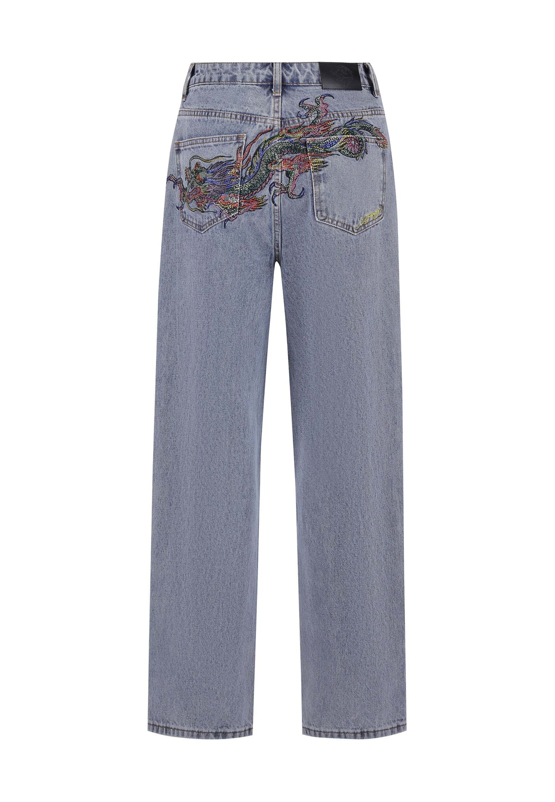 mėlyna Ed Hardy „Baggy“ Džinsai 'Crystal Crawler'