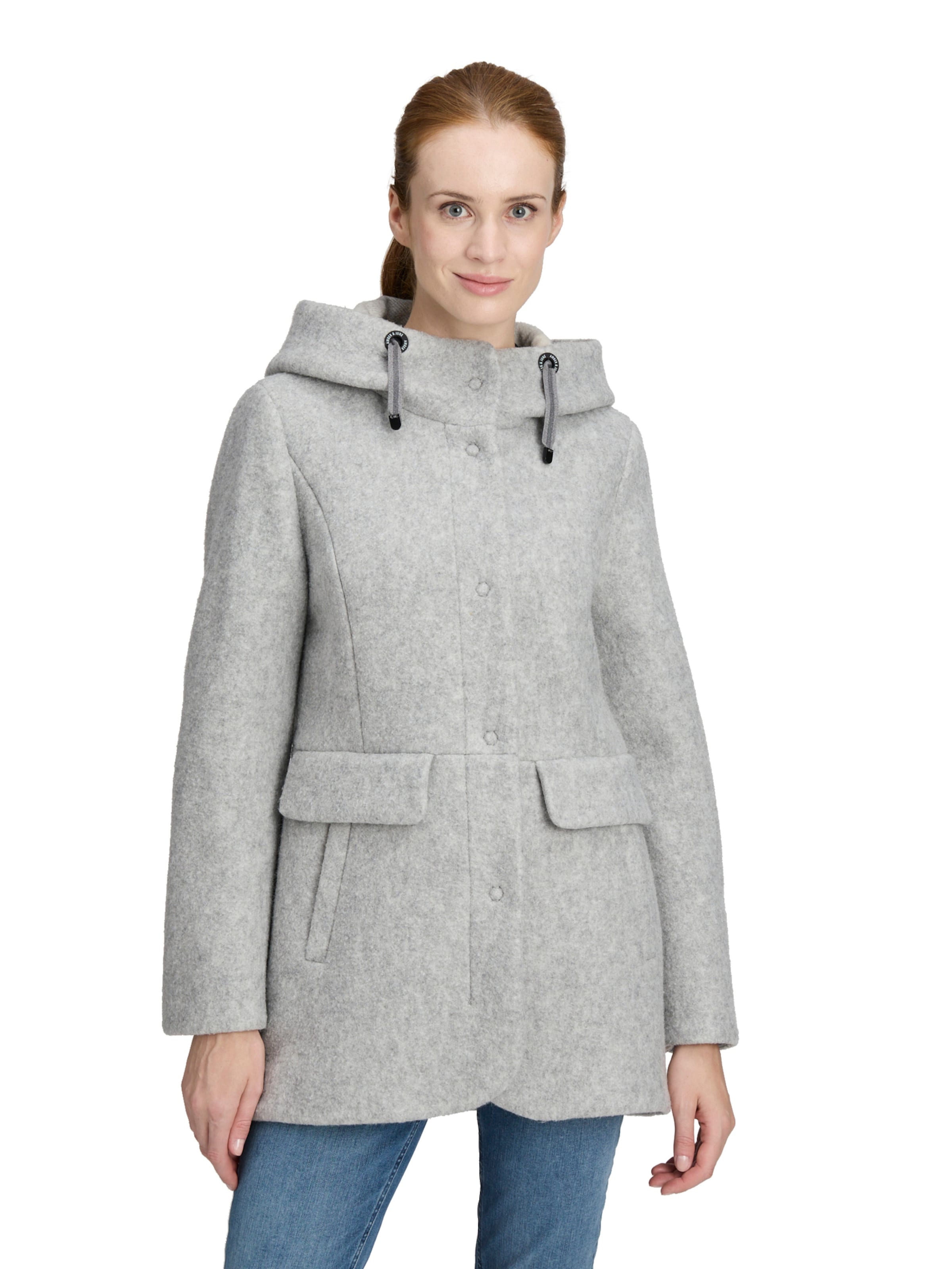 Amber & June Between-Seasons Coat in Grey: front