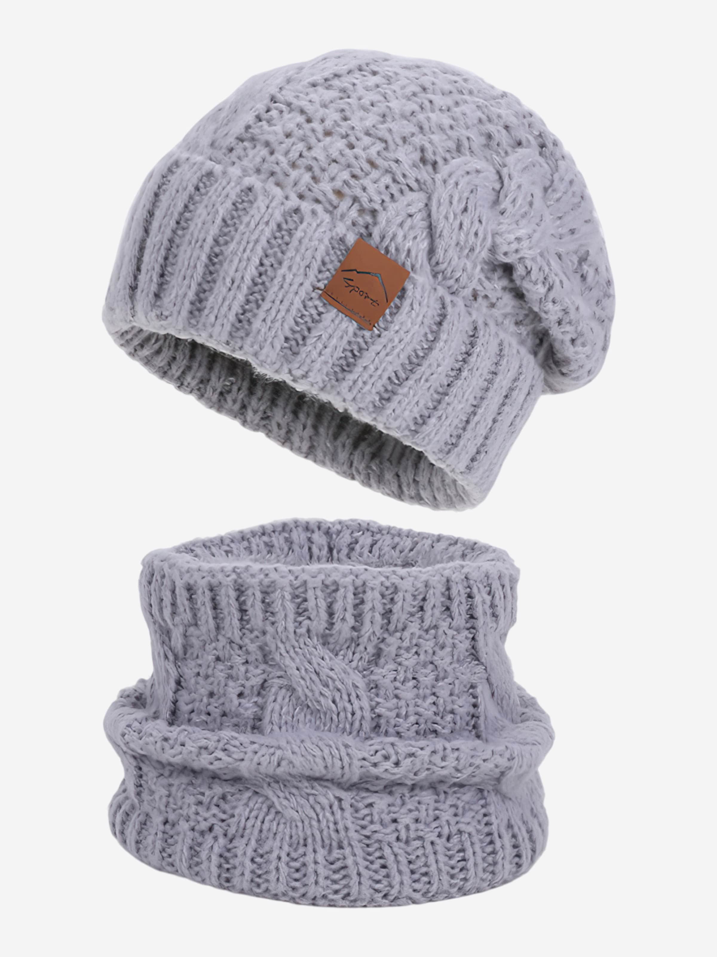 Magicshe Hat 'Gefüttertes Beanie und Schal-Set' in Grey | ABOUT YOU