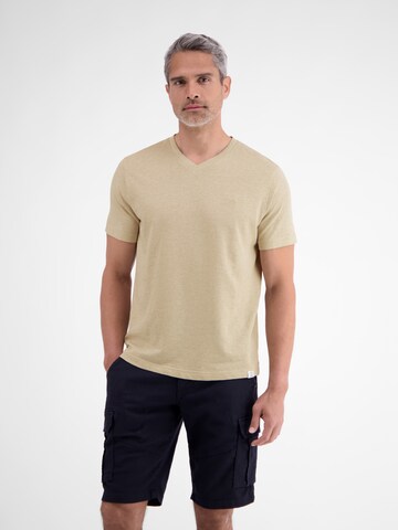 LERROS T-Shirt aus Baumwoll-Leinen-Mix in moderner 2-Tone-Optik in Beige: Vorderseite