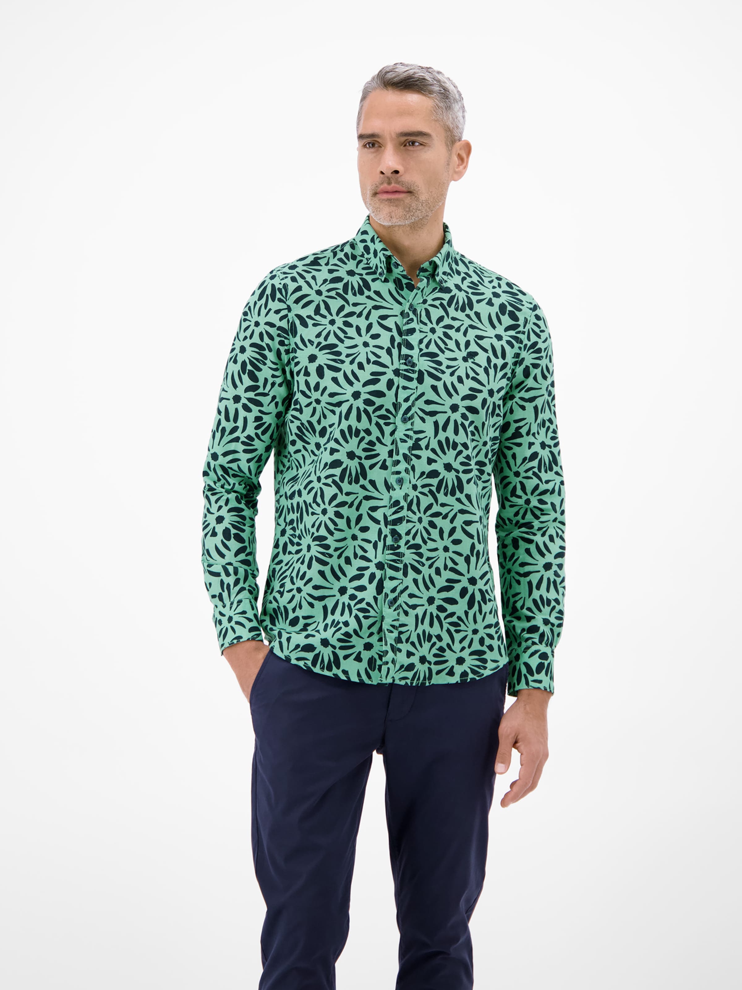 LERROS Regular fit Button Up Shirt in Green: front