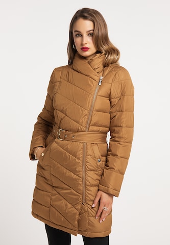 faina Wintermantel in Beige: voorkant