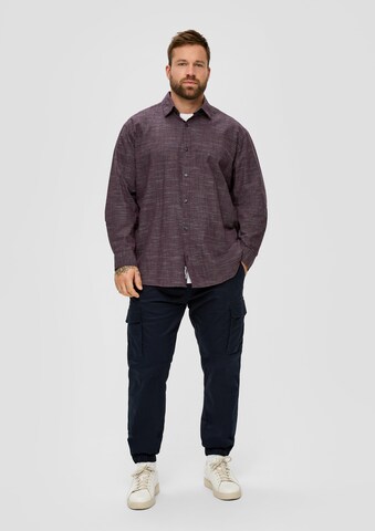 s.Oliver Men Big Sizes Regular fit Button Up Shirt in Purple