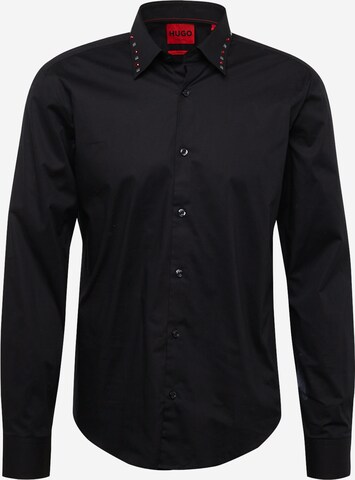 Regular fit Camicia 'Ermo' di HUGO in nero: frontale