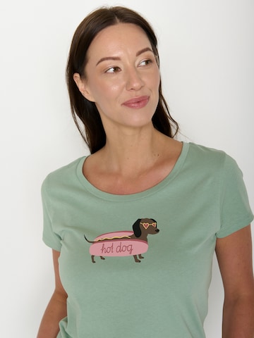 GREENBOMB T-Shirt 'Loves Hot Dog' in Grün