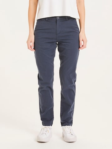 KnowledgeCotton Apparel Regular Chino trousers ' Willow slim chino ' in Blue: front