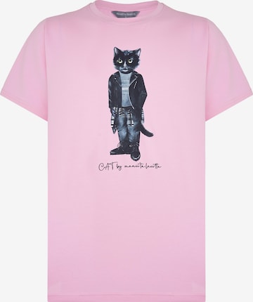 Cat e Lolette - Camiseta 'Rocker Cat' en rosa: frente