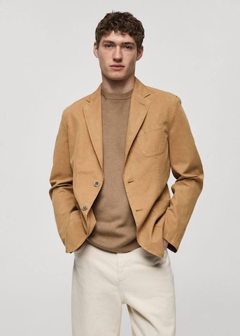 MANGO MAN Regular fit Suit Jacket 'Delave' in Brown: front