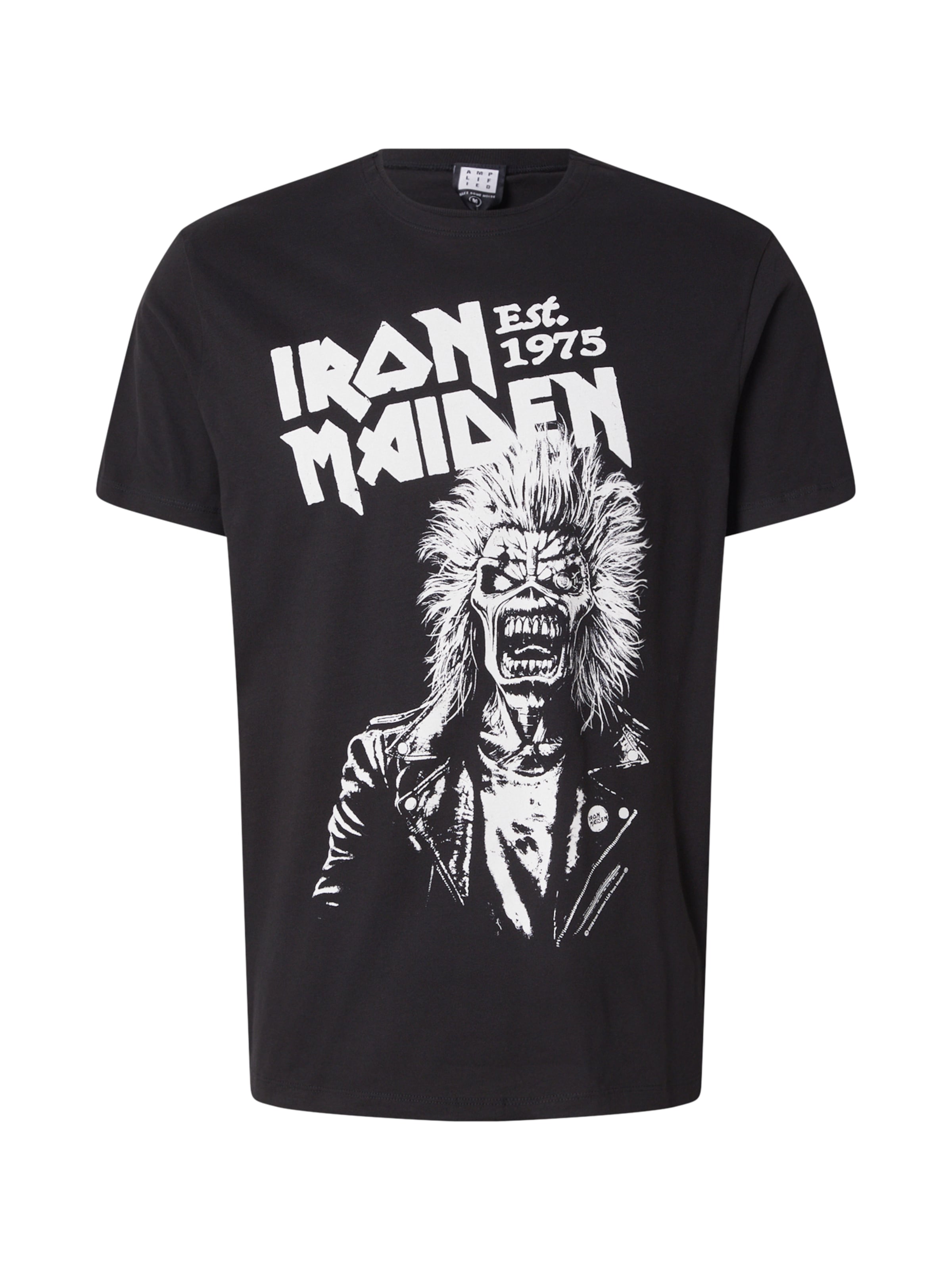 T-Shirt 'IRON MAIDEN 50TH EDDIE ONE COLOUR 1975' AMPLIFIED en noir : devant