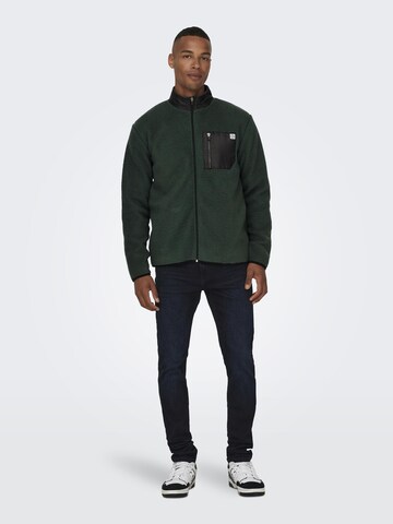 Only & Sons Fleece Jacket 'JUST' in Green