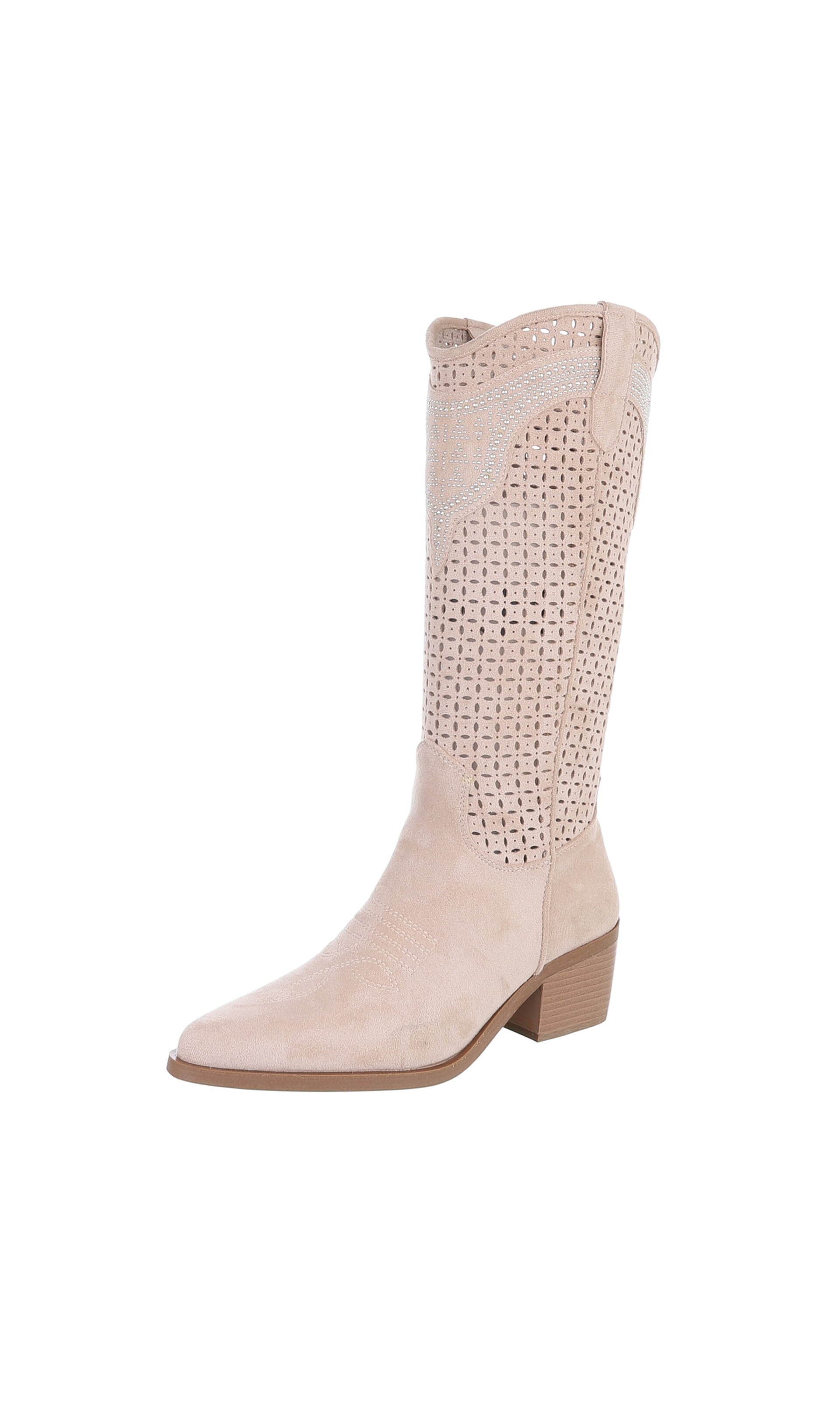 Ital-Design Cowboy Boots in Beige: front