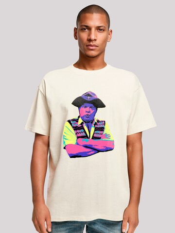 F4NT4STIC Shirt 'TV Times Benny Hill In Character 1989 Pop Art' in Beige: voorkant